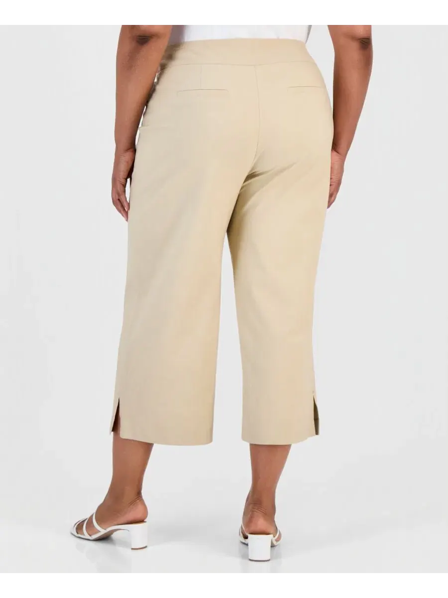 Брюки-капри с широкой штаниной, модель Plus Size Pull-On Wide-Leg Capri Pants JM Collection — изображение 3 из 3, коричневый