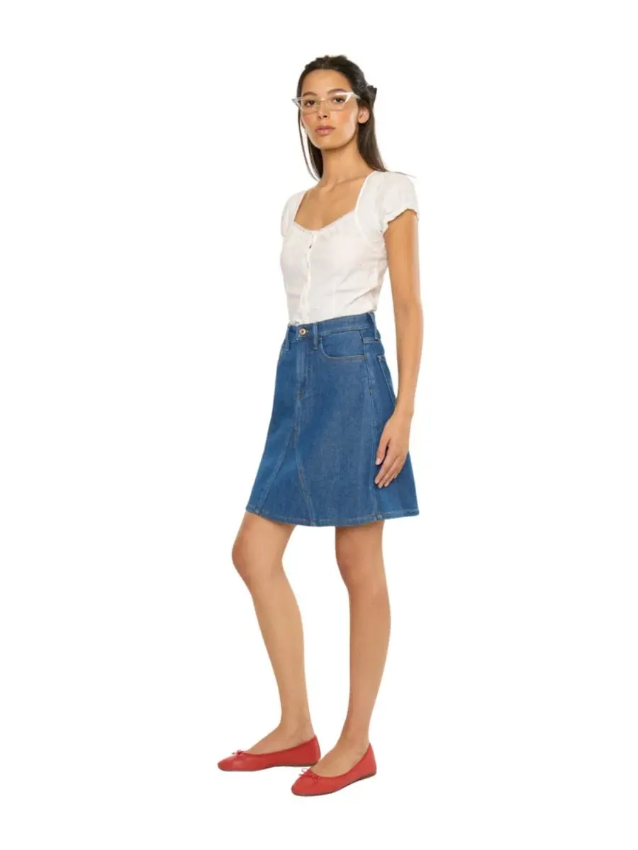 Юбка миди из люрекса с высокой посадкой Trina High Rise Skirt KanCan — изображение 3 из 7, средняя отмывка