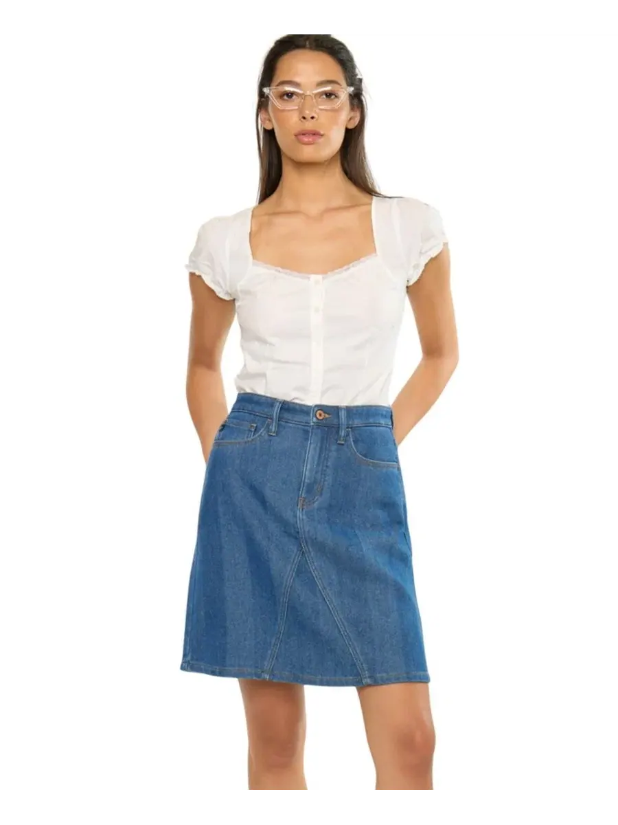 Юбка миди из люрекса с высокой посадкой Trina High Rise Skirt KanCan — изображение 4 из 7, средняя отмывка