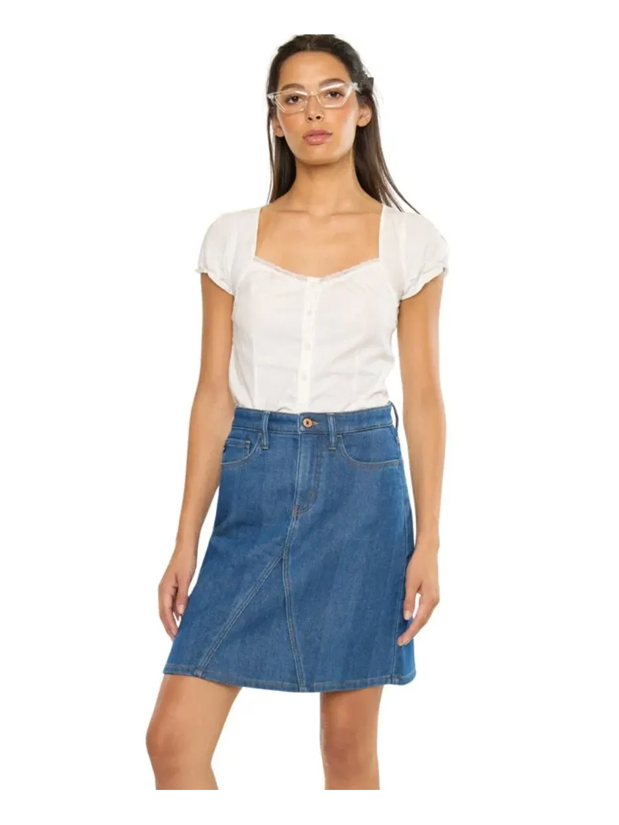 Юбка миди из люрекса с высокой посадкой Trina High Rise Skirt KanCan — изображение 5 из 7, средняя отмывка