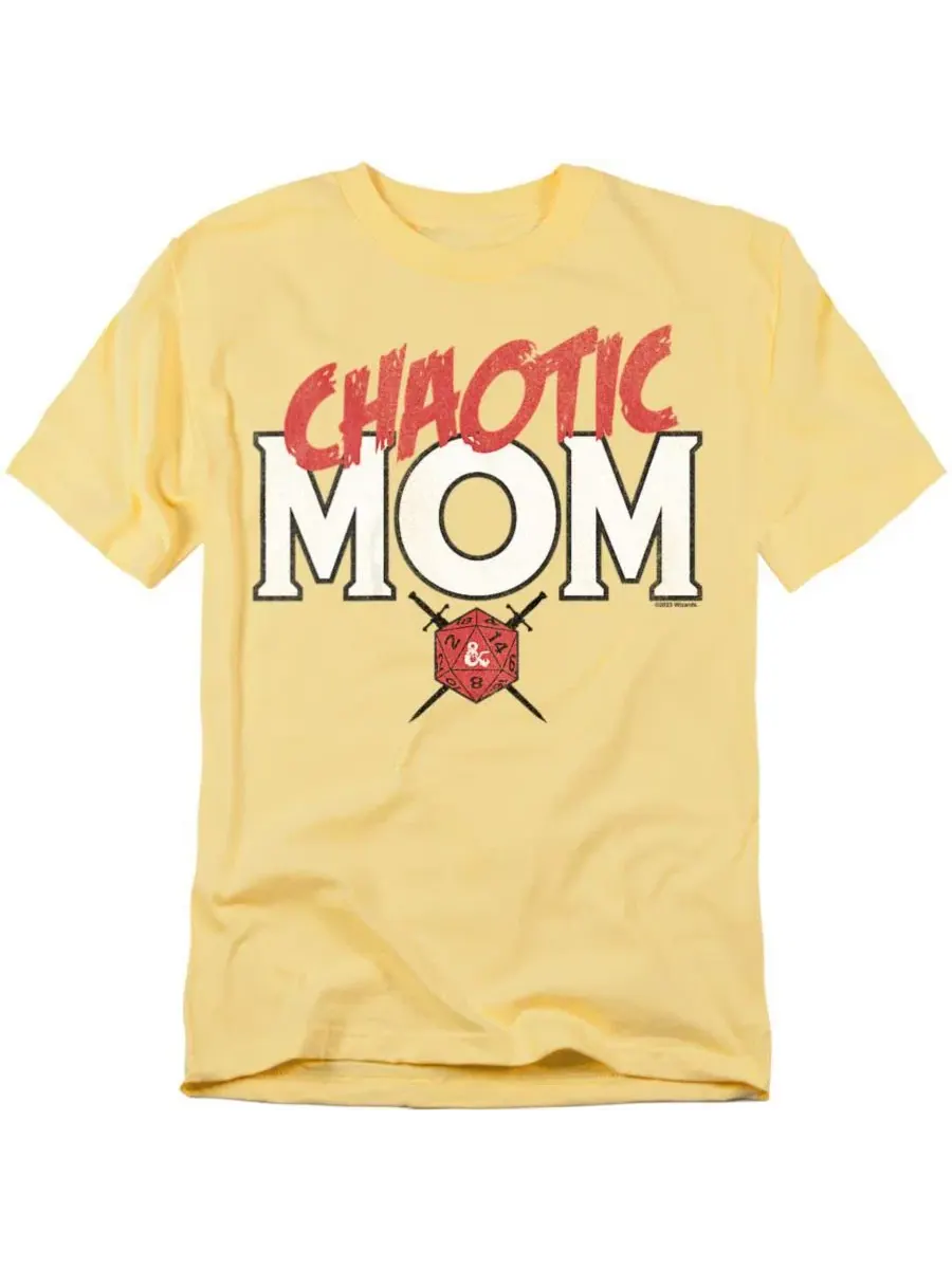 Футболка с принтом Chaotic Mom D&D — изображение 1 из 3, желтый
