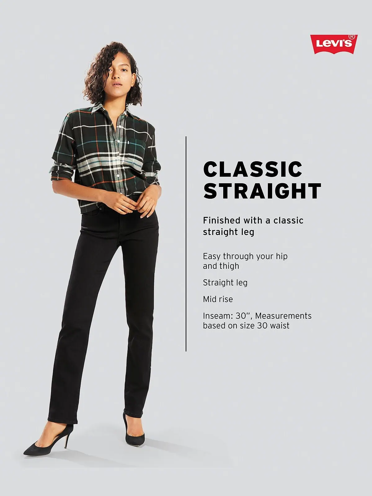 Женские джинсы Levi's Classic Mid-Rise Straight-Leg — изображение 7 из 7, черный