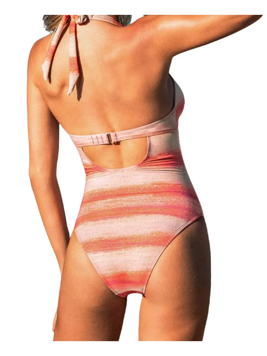 Женский цельный купальник Ombre Canyon Striped Cupshe — изображение 3 из 3, розовый