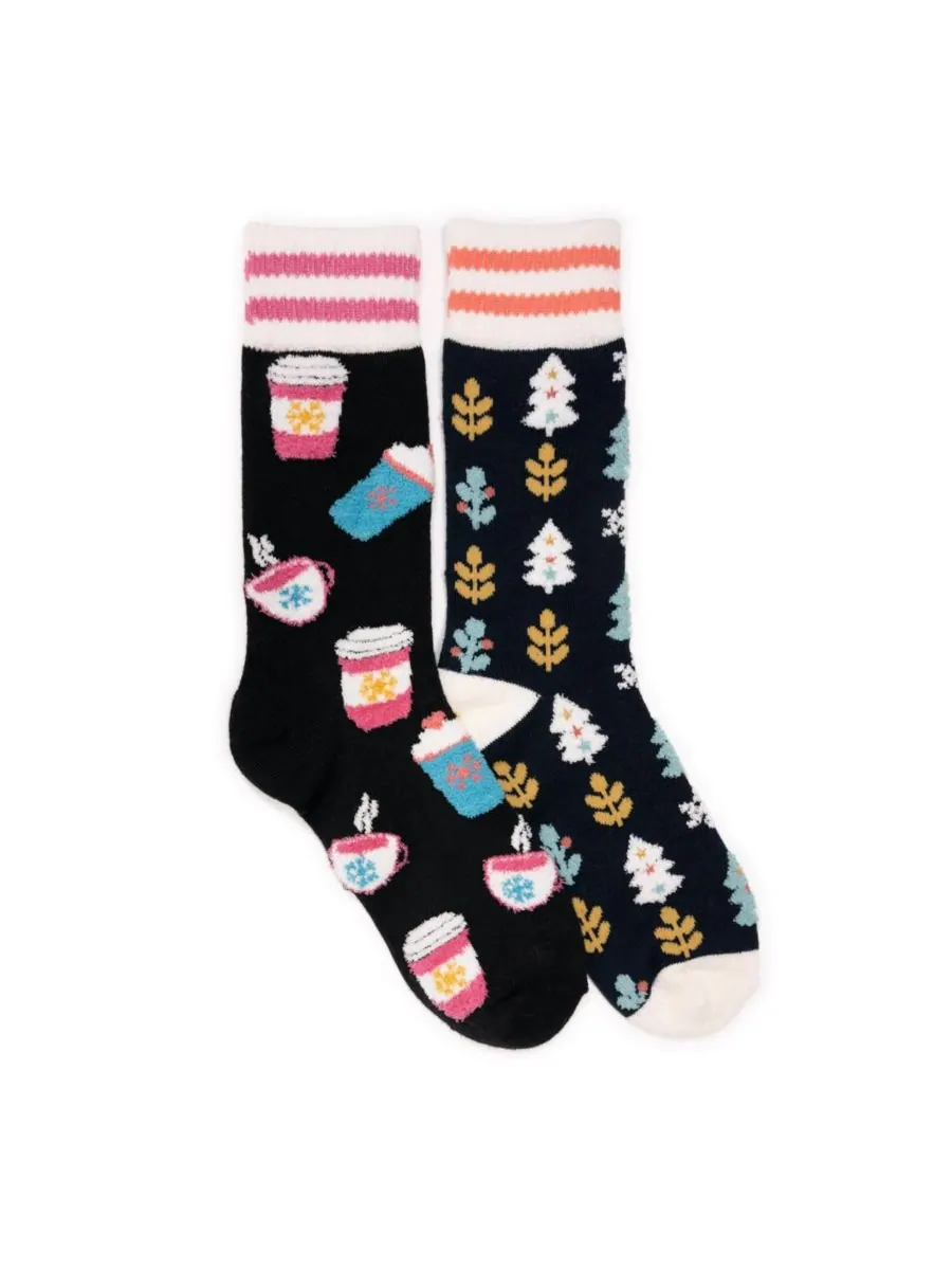 Женские уютные домашние носки с оригинальным дизайном, 2 пары MUK LUKS — изображение 1 из 2, черный/темно-синий