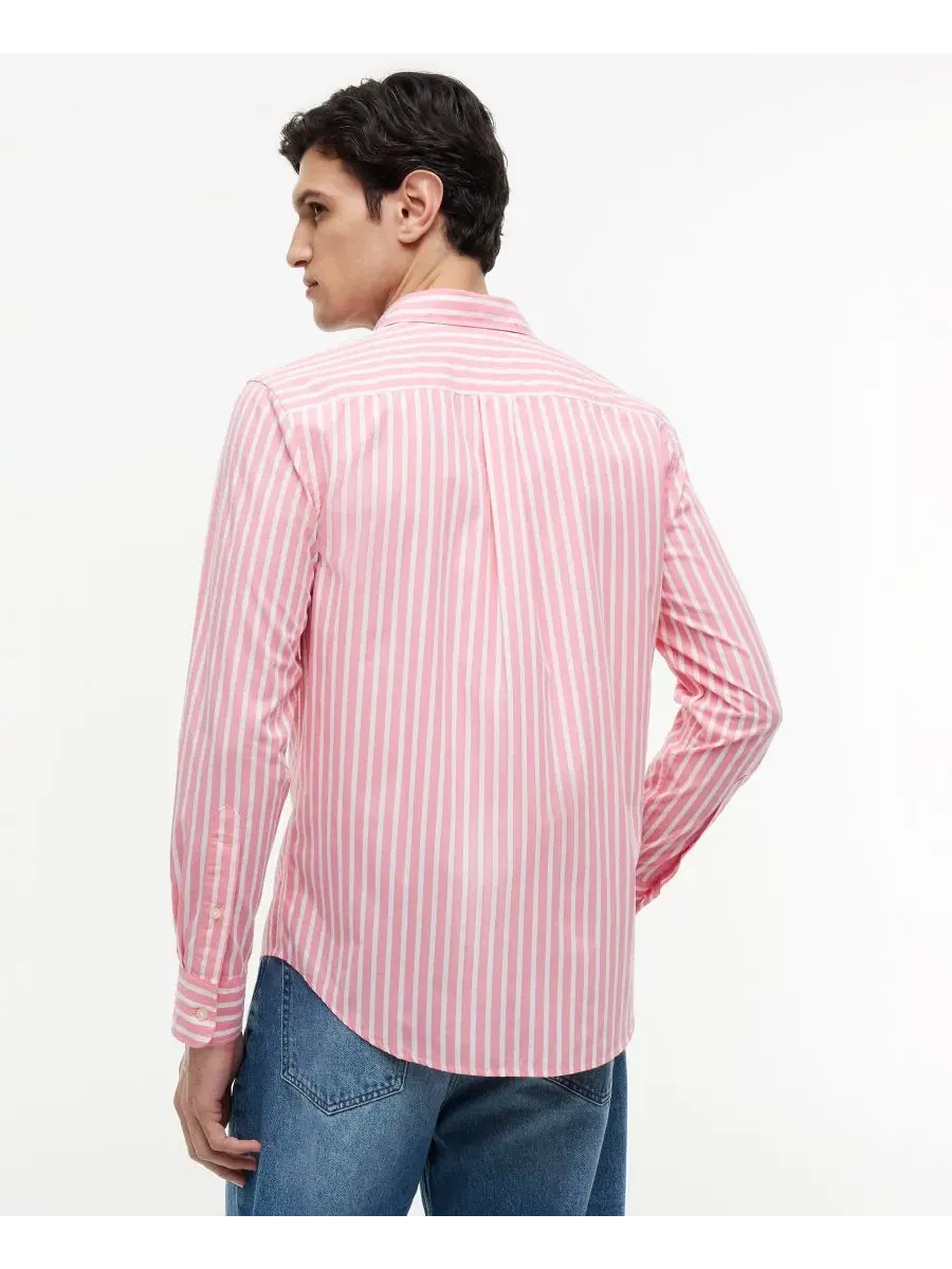 Рубашка с длинным рукавом Regular Fit Flex Poplin Stripe Tommy Hilfiger — изображение 4 из 4, розовый