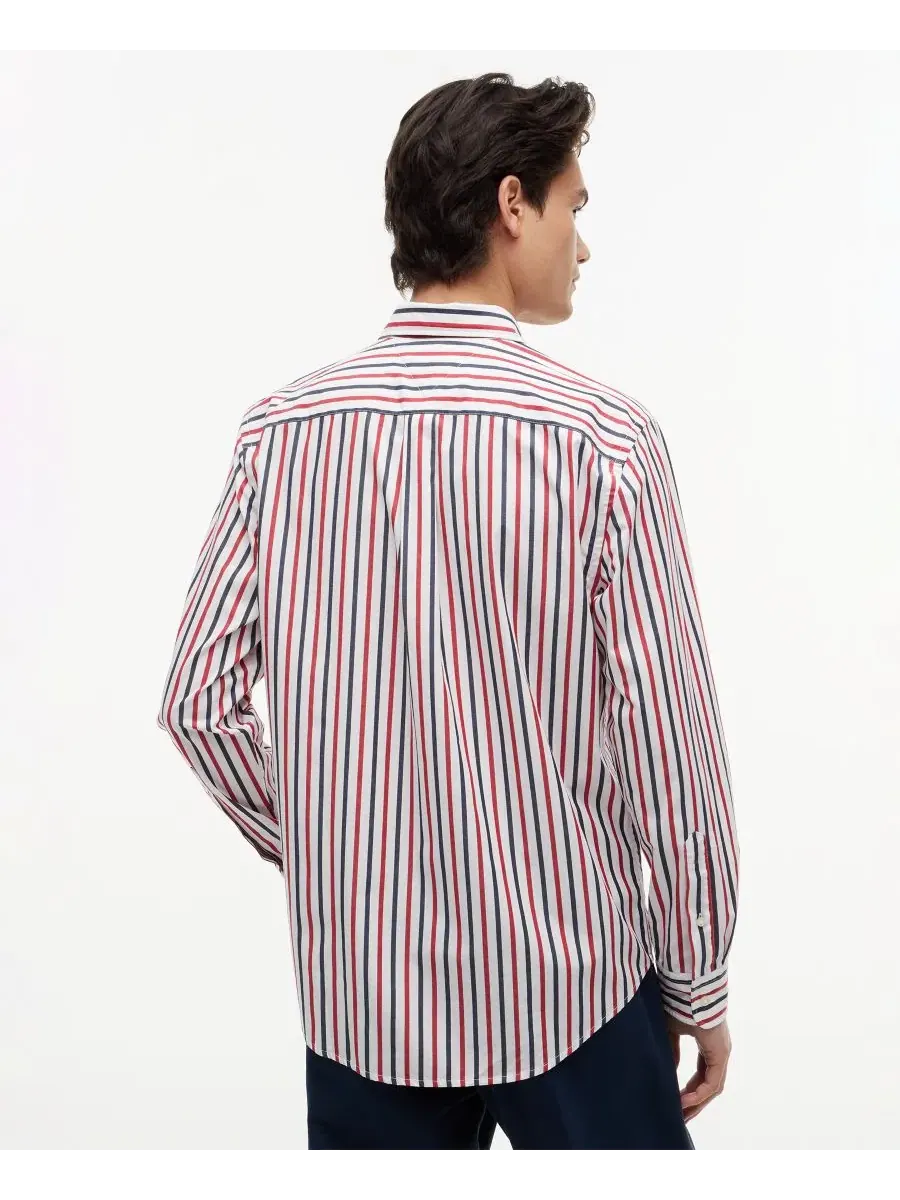 Рубашка свободного кроя Flex Poplin Stripe Tommy Hilfiger — изображение 4 из 4, красный
