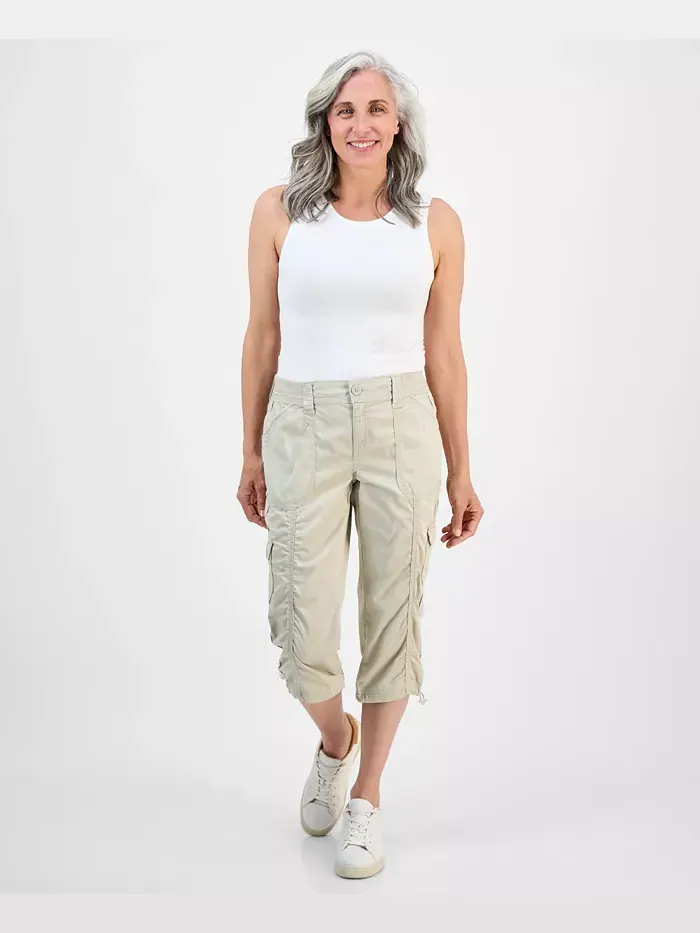 Женские капри-карго с завышенной талией, Regular & Petite Style & Co — изображение 1 из 2, серый
