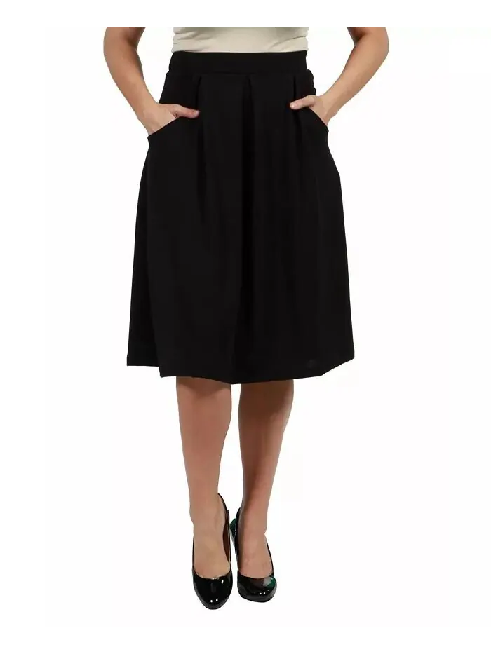 Женская юбка больших размеров Classic длиной до колена 24seven Comfort Apparel — изображение 1 из 3, черный