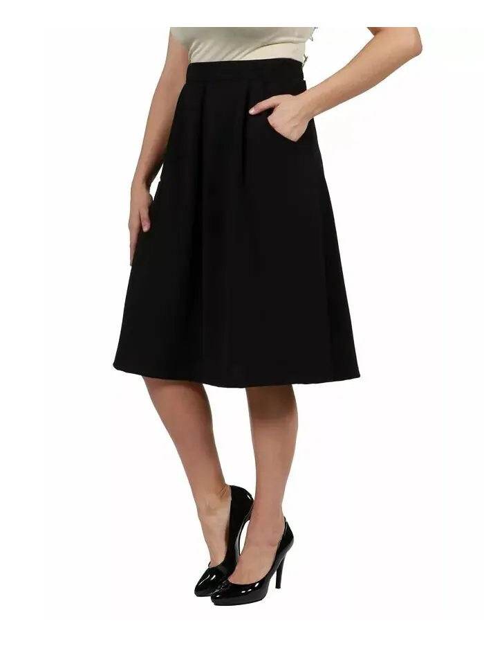 Женская юбка больших размеров Classic длиной до колена 24seven Comfort Apparel — изображение 2 из 3, черный