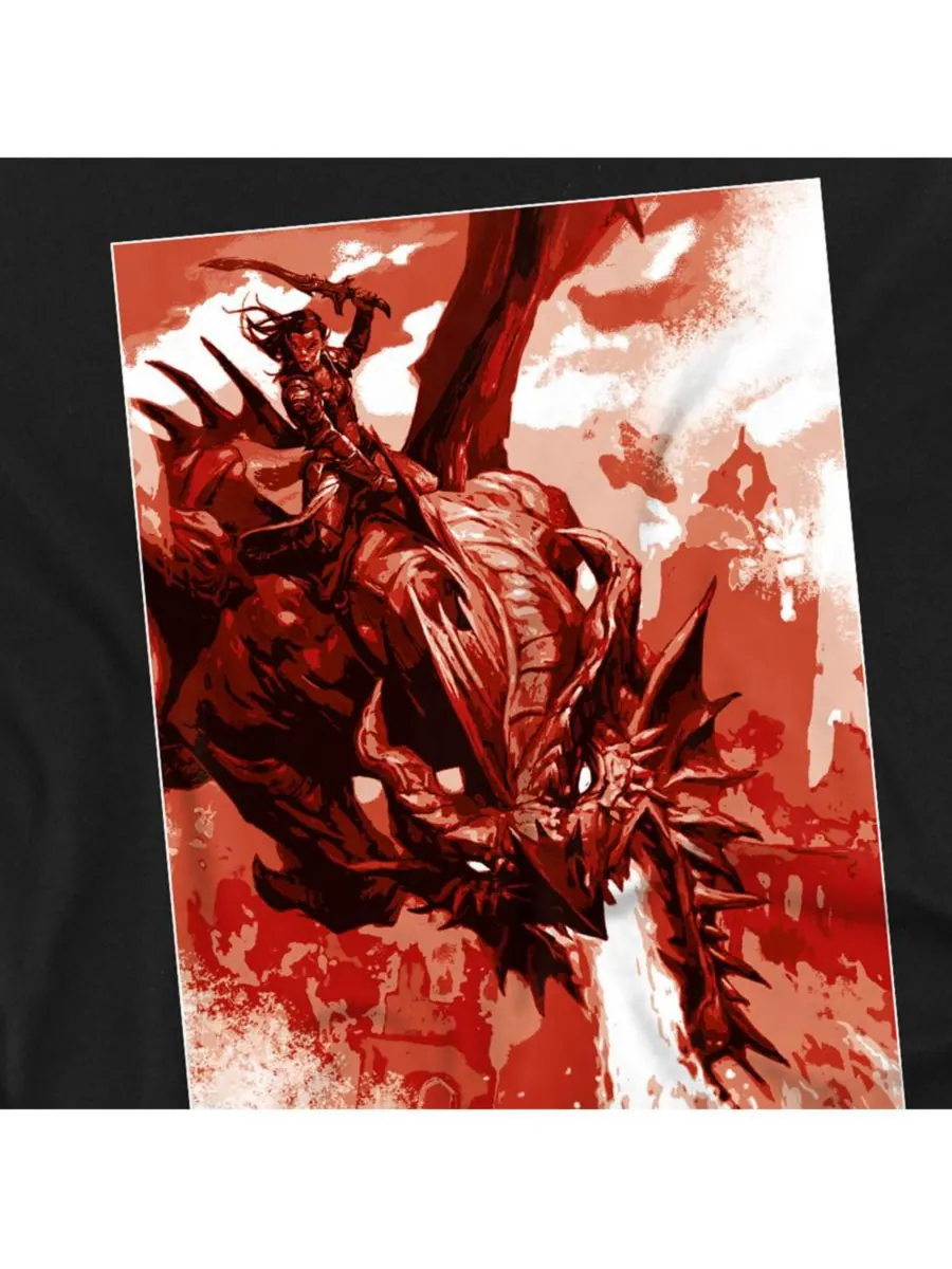 Мужская футболка Dungeons Dragons Dragon Rider Fire Blast D&D — изображение 2 из 3, черный