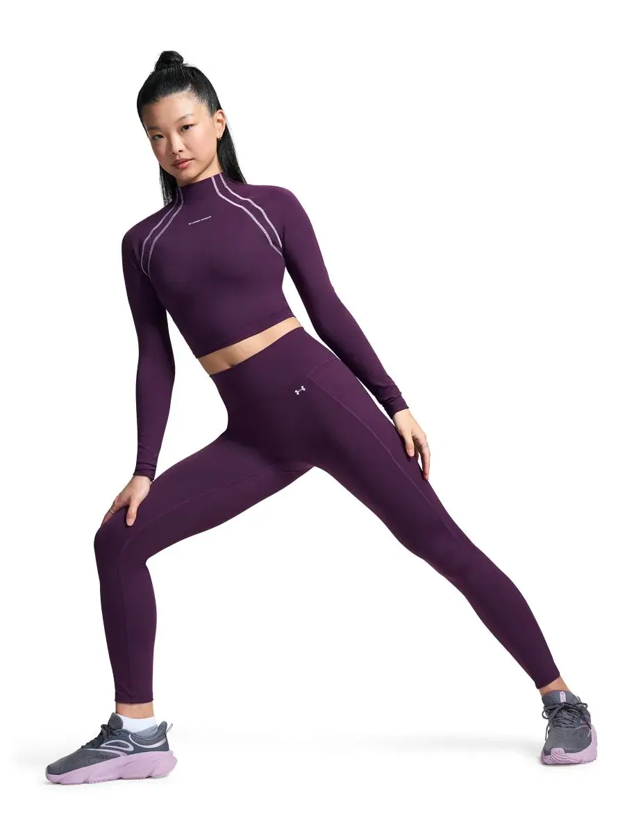 Топ с длинным рукавом и высокой горловиной Under Armour — изображение 3 из 8, фиолетовый/белый