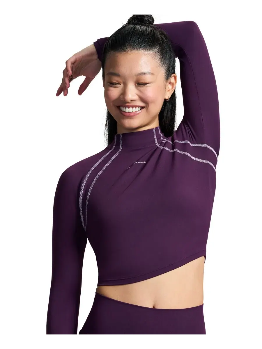 Топ с длинным рукавом и высокой горловиной Under Armour — изображение 4 из 8, фиолетовый/белый