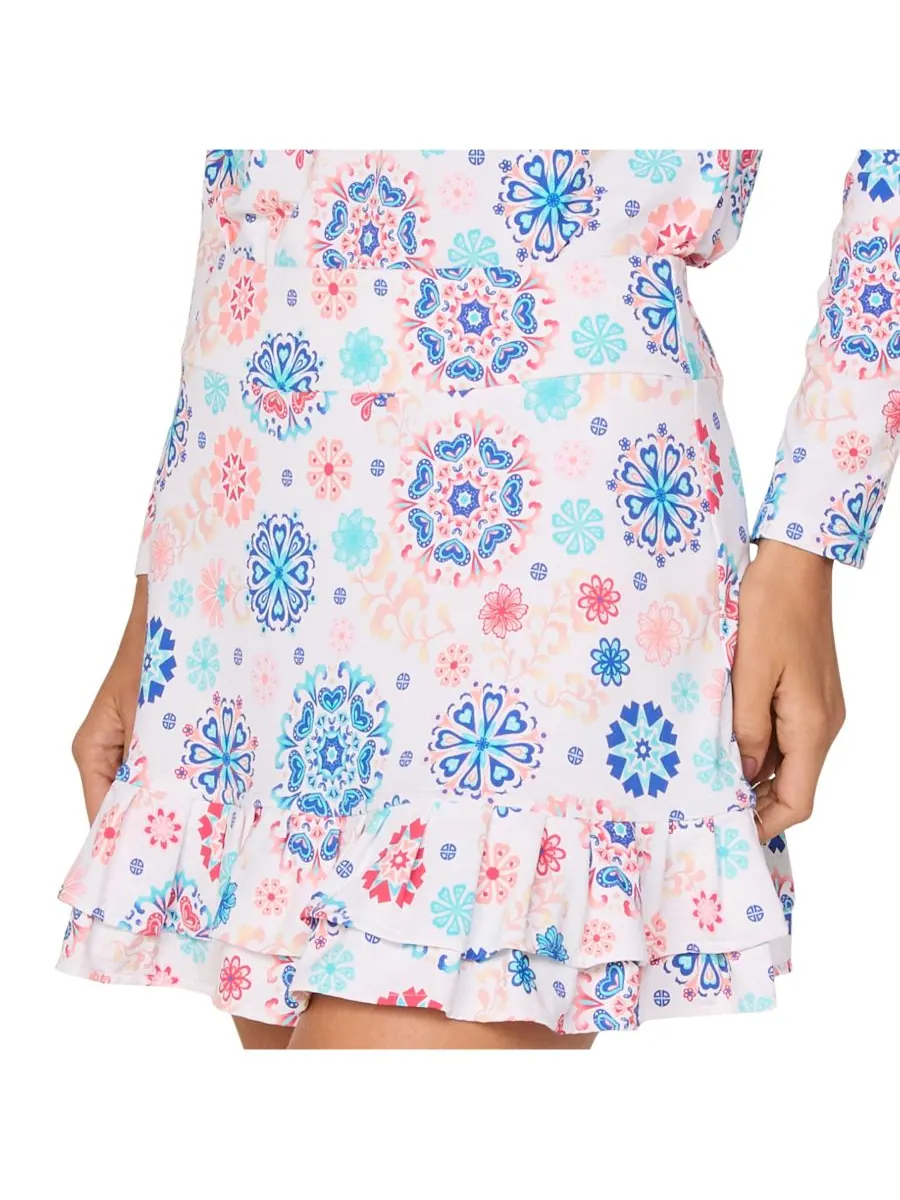 Шорты-юбка G Lifestyle с двойной оборкой G Lifestyle Clothing, Coral medallion — изображение 3 из 5