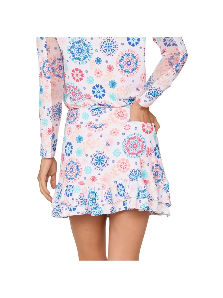 Шорты-юбка G Lifestyle с двойной оборкой G Lifestyle Clothing, Coral medallion — изображение 5 из 5