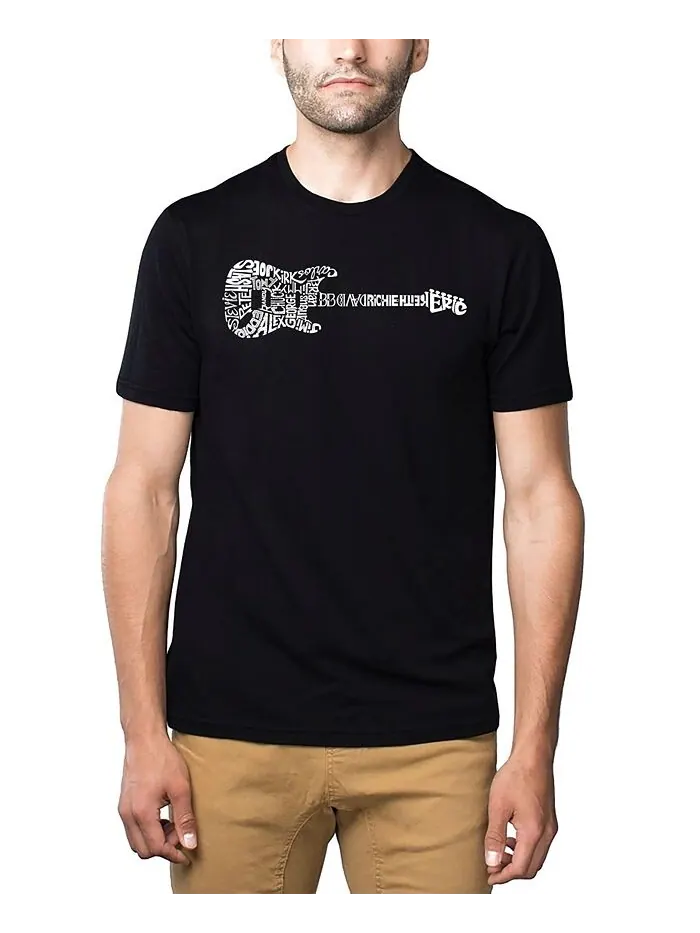 Мужская футболка премиум-класса Word Art — Rock Guitar Body Word Art LA Pop Art — изображение 1 из 2, черный