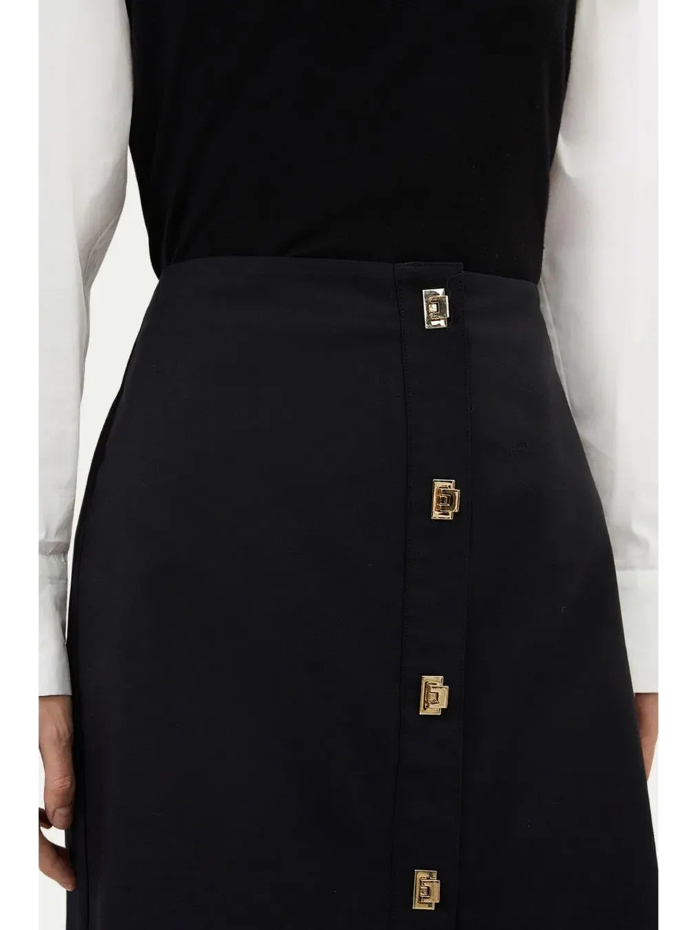 Юбка-мини с золотыми пуговицами Karen Millen — изображение 4 из 6, черный