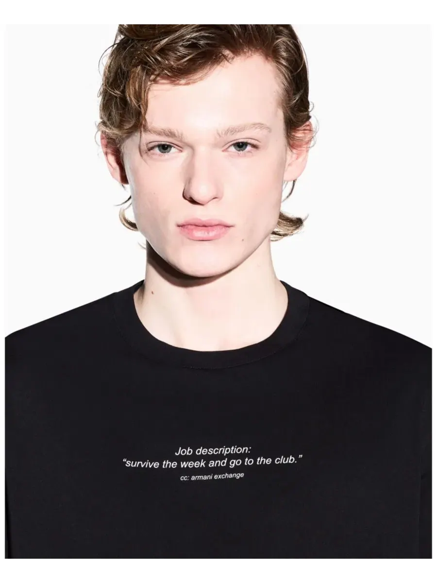 Футболка с коротким рукавом с принтом Fun Wording A|X Armani Exchange — изображение 4 из 5, черный
