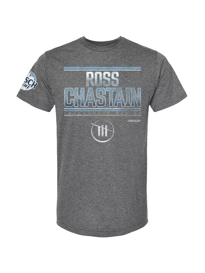 Мужская футболка Heather Charcoal Ross Chastain Pole Sitter Trackhouse Racing Team Collection — изображение 2 из 3
