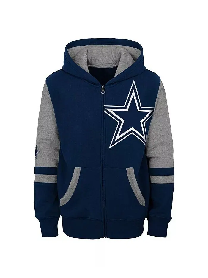 Толстовка Big Boys Navy Dallas Cowboys Colorblock с капюшоном и молнией Outerstuff — изображение 3 из 3