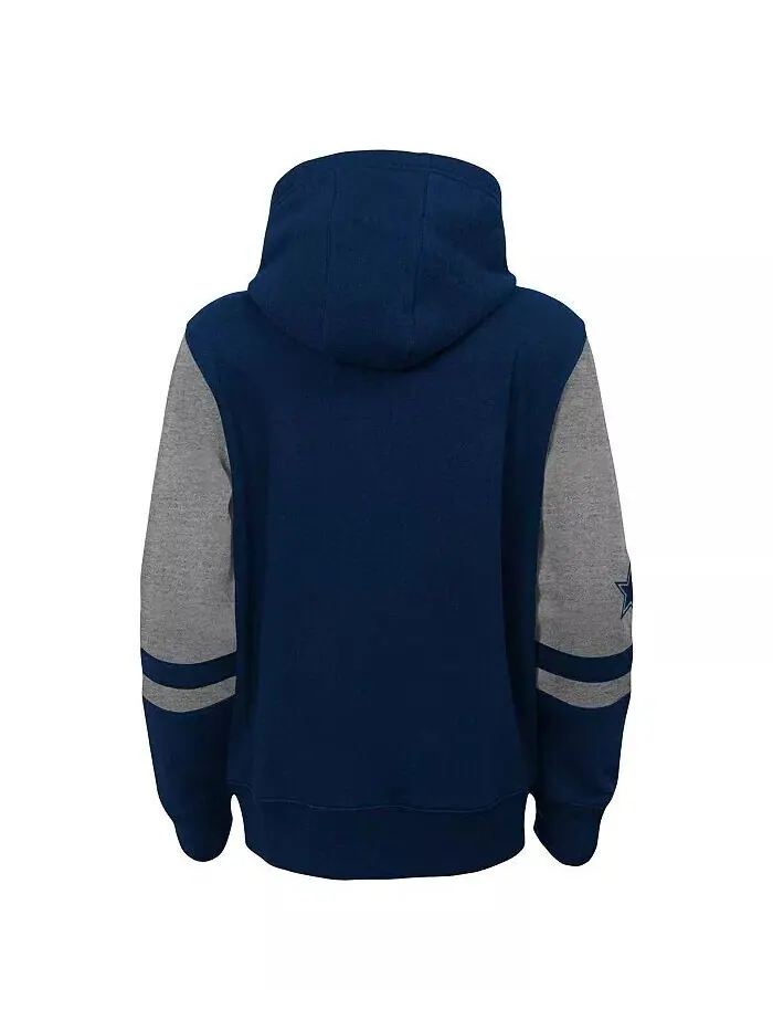 Темно-синяя толстовка с молнией во всю длину и цветными блоками Big Boys Dallas Cowboys Outerstuff — изображение 2 из 3