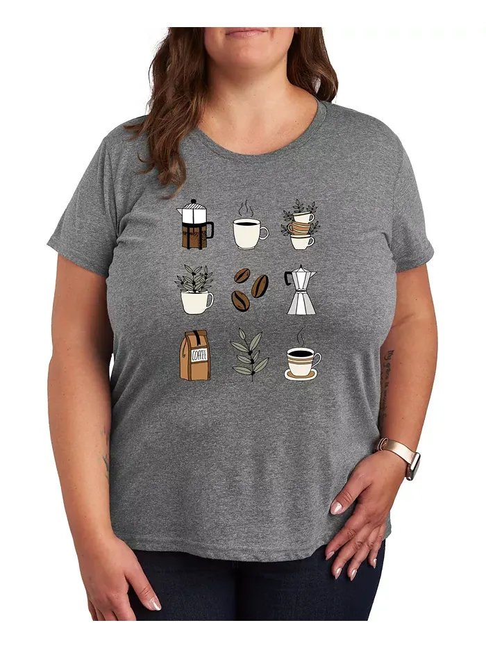Футболка с принтом Coffee Grid больших размеров Hybrid Apparel — изображение 1 из 3, серый