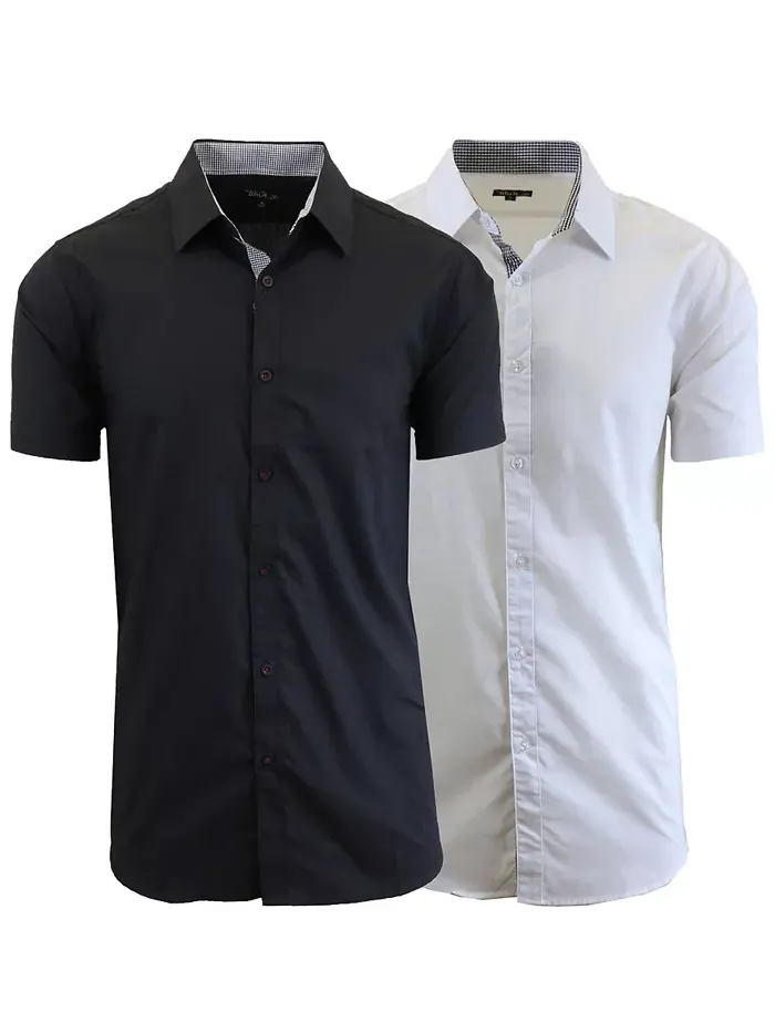 Мужская рубашка на пуговицах Slim Fit, 2 шт Galaxy By Harvic — изображение 1 из 3, черный белый