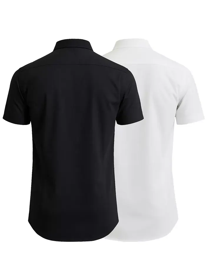 Мужская рубашка на пуговицах Slim Fit, 2 шт Galaxy By Harvic — изображение 2 из 3, черный белый