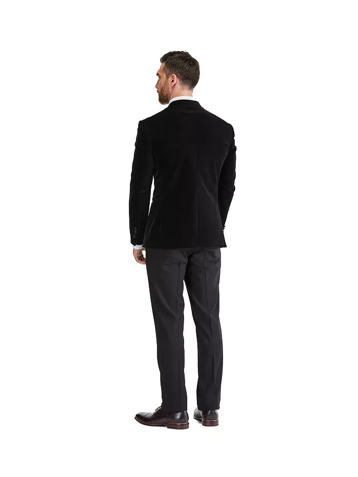 Мужской двубортный смокинг из вельвета "Бердсай" Slim-Fit, 2 предмета Gino Vitale — изображение 3 из 4, черный