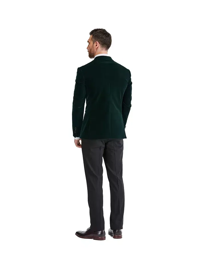 Мужской двубортный смокинг из вельвета "Бердсай" Slim-Fit, 2 предмета Gino Vitale — изображение 3 из 4, зеленый