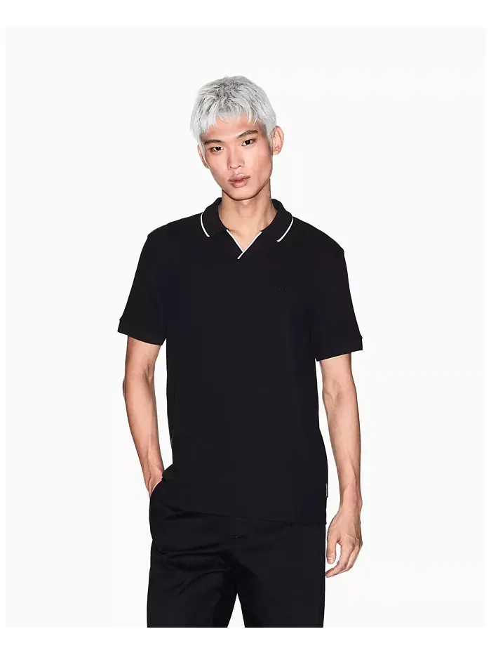 Мужская поло Johnny Collar Pique с отделкой воротника A|X Armani Exchange — изображение 1 из 5, черный