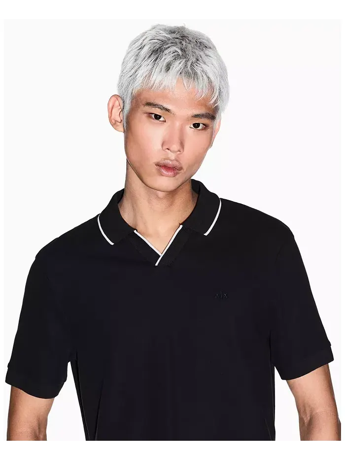 Мужская поло Johnny Collar Pique с отделкой воротника A|X Armani Exchange — изображение 2 из 5, черный