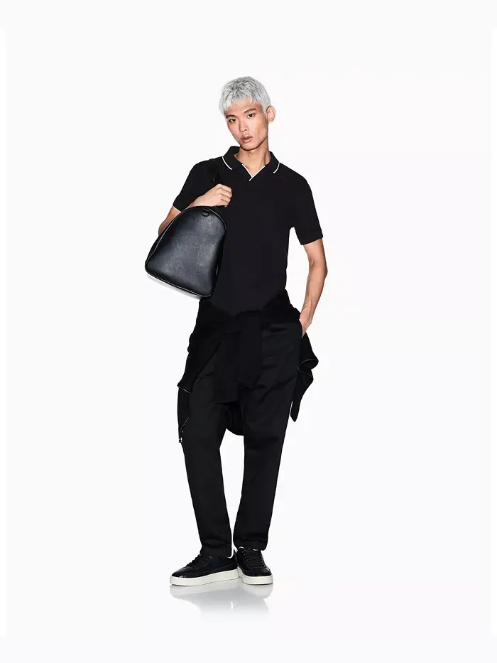 Мужская поло Johnny Collar Pique с отделкой воротника A|X Armani Exchange — изображение 3 из 5, черный