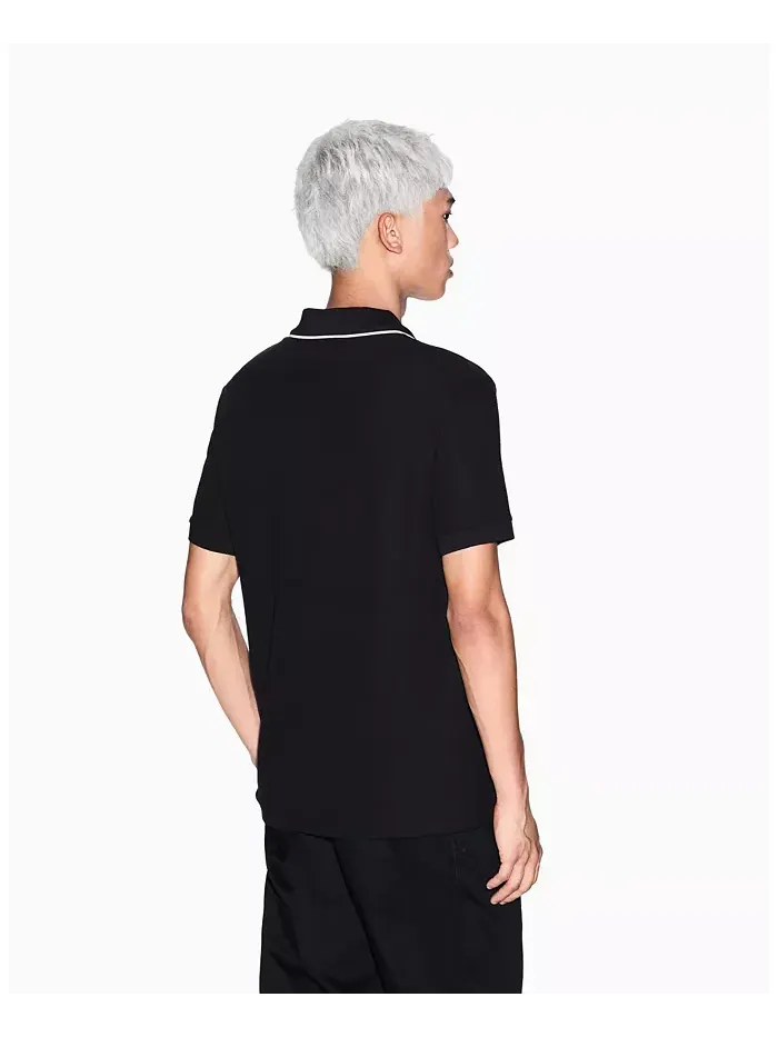 Мужская поло Johnny Collar Pique с отделкой воротника A|X Armani Exchange — изображение 4 из 5, черный