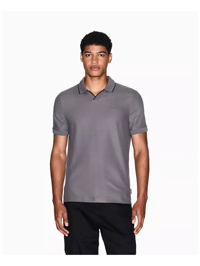 Мужская поло Johnny Collar Pique с отделкой воротника A|X Armani Exchange — изображение 1 из 5, серый