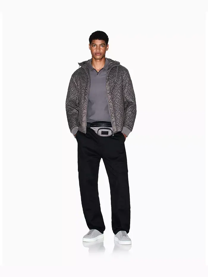 Мужская поло Johnny Collar Pique с отделкой воротника A|X Armani Exchange — изображение 3 из 5, серый