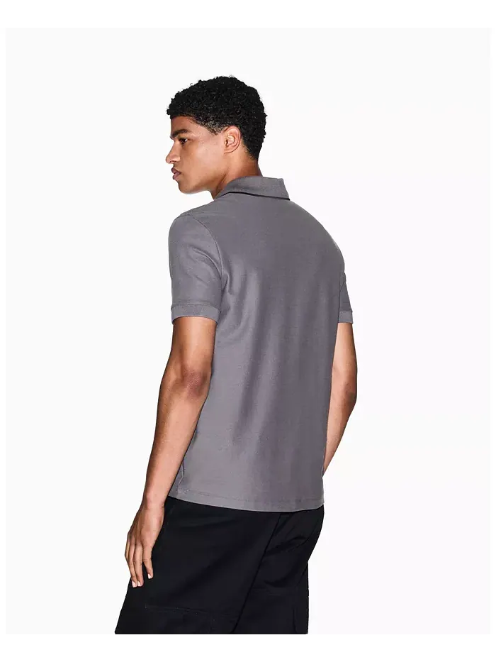 Мужская поло Johnny Collar Pique с отделкой воротника A|X Armani Exchange — изображение 4 из 5, серый
