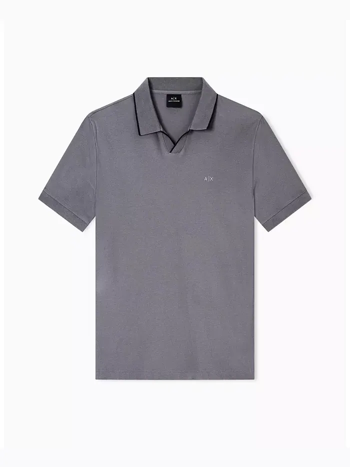 Мужская поло Johnny Collar Pique с отделкой воротника A|X Armani Exchange — изображение 5 из 5, серый