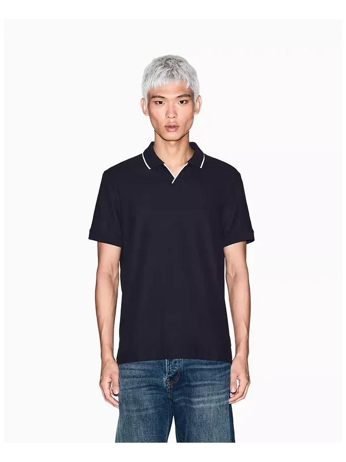 Мужская поло Johnny Collar Pique с отделкой воротника A|X Armani Exchange — изображение 1 из 5, синий