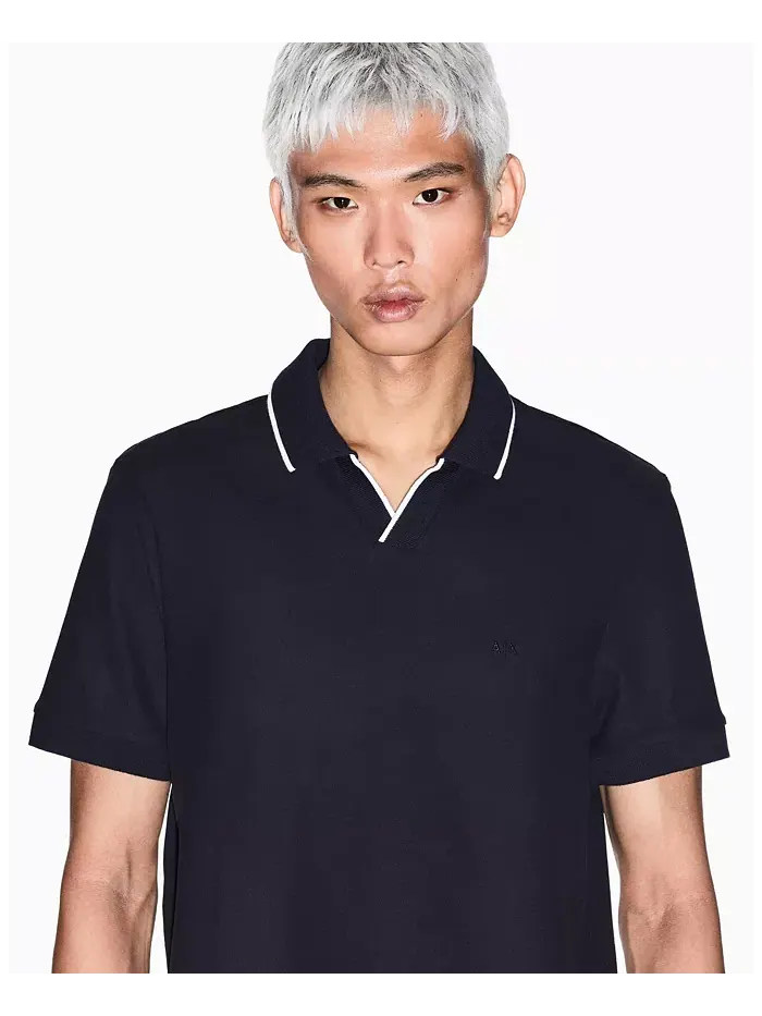 Мужская поло Johnny Collar Pique с отделкой воротника A|X Armani Exchange — изображение 2 из 5, синий