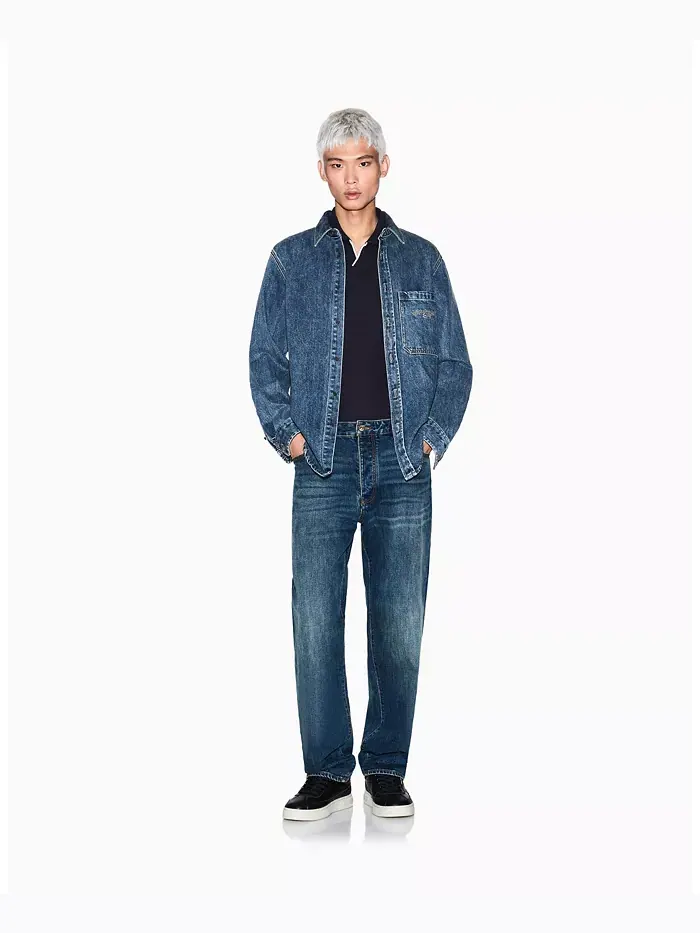 Мужская поло Johnny Collar Pique с отделкой воротника A|X Armani Exchange — изображение 3 из 5, синий