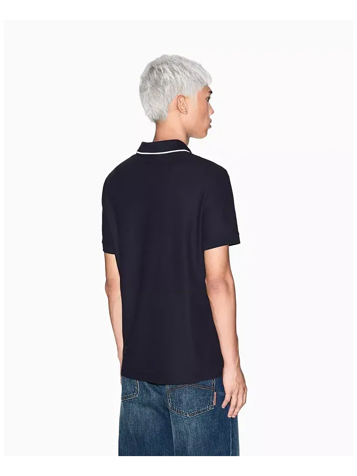 Мужская поло Johnny Collar Pique с отделкой воротника A|X Armani Exchange — изображение 4 из 5, синий