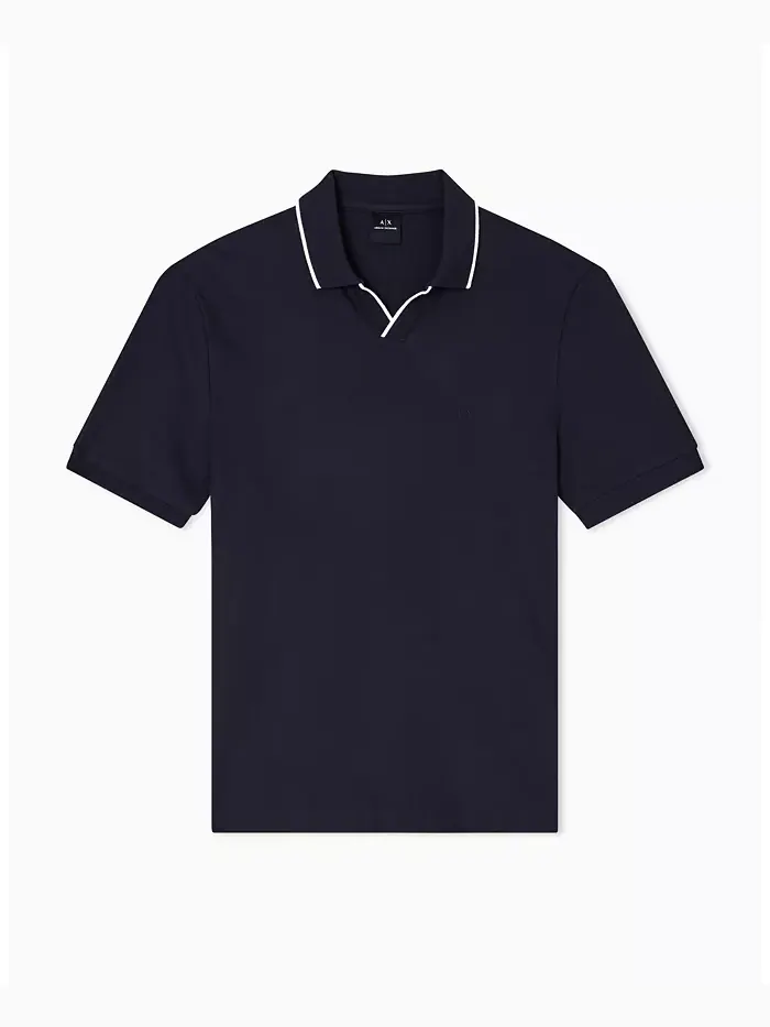 Мужская поло Johnny Collar Pique с отделкой воротника A|X Armani Exchange — изображение 5 из 5, синий