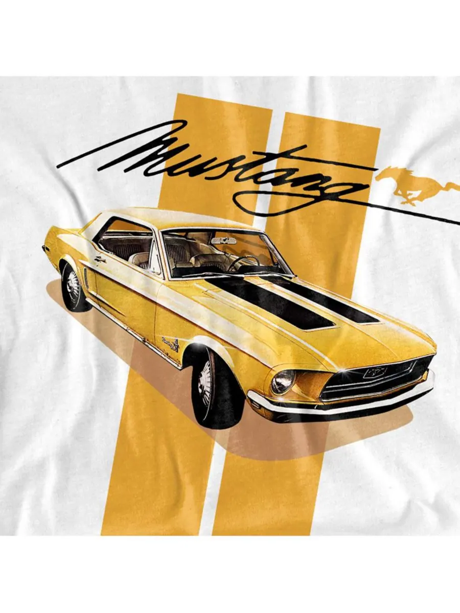 Футболка с полосками Ford Mustang больших размеров Mustang — изображение 3 из 3, белый
