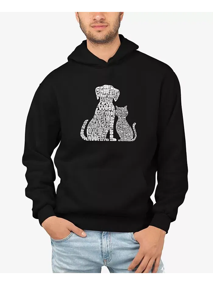 Мужская толстовка с капюшоном Word Art Dogs and Cats LA Pop Art — изображение 1 из 3, черный