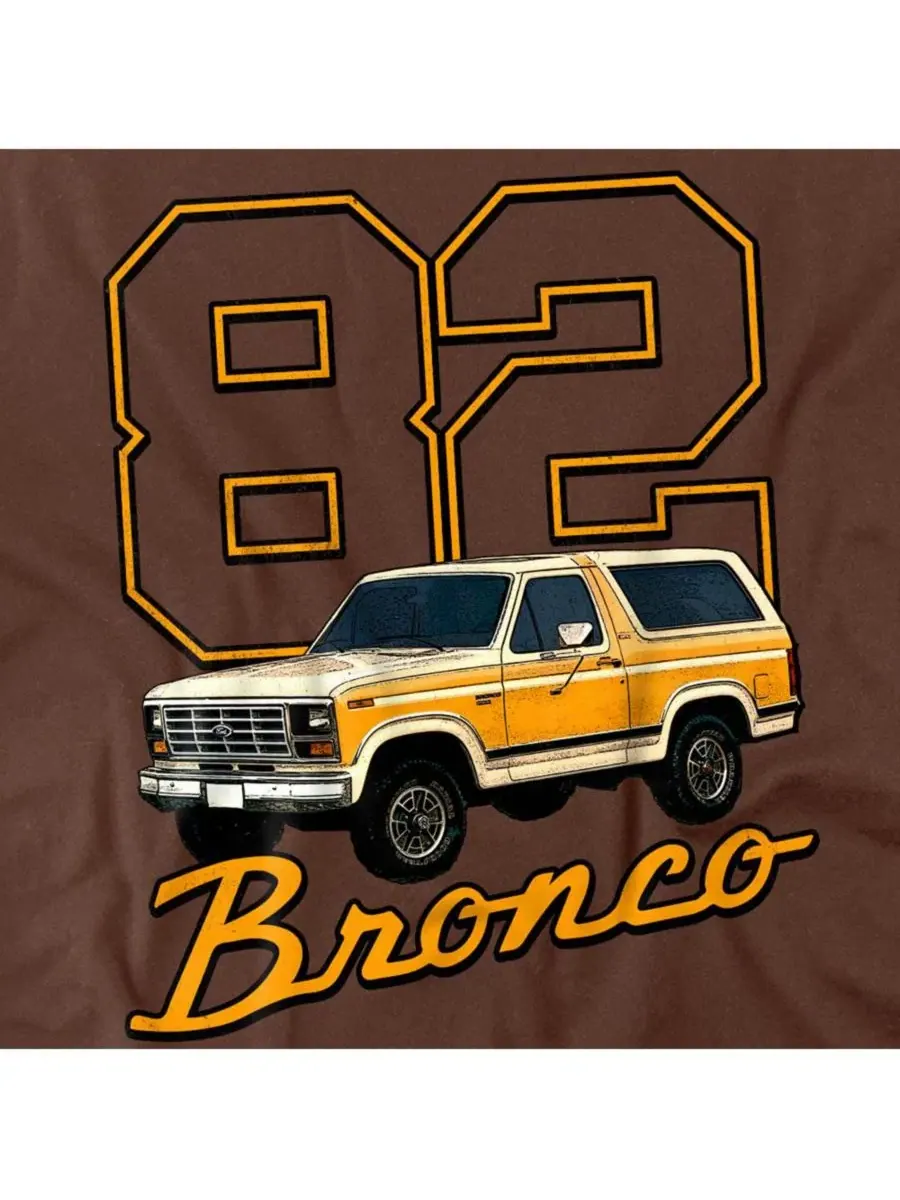 Футболка с принтом Ford Bronco 82 Logovision — изображение 2 из 3, коричневый