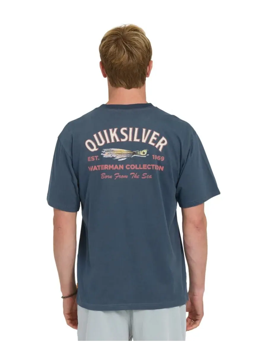 Футболка свободного кроя с коротким рукавом Quiksilver Waterman — изображение 1 из 3, темный джинсовый синий