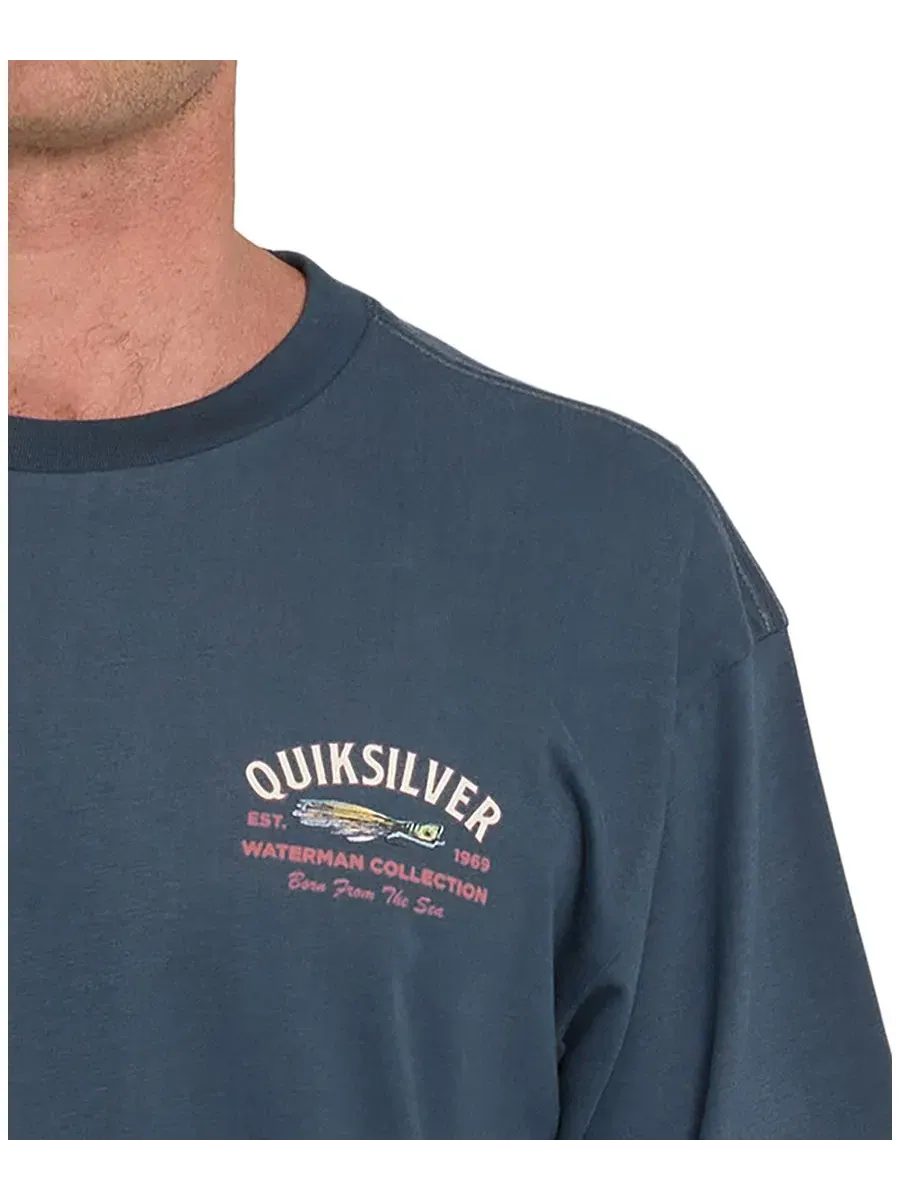 Футболка свободного кроя с коротким рукавом Quiksilver Waterman — изображение 3 из 3, темный джинсовый синий