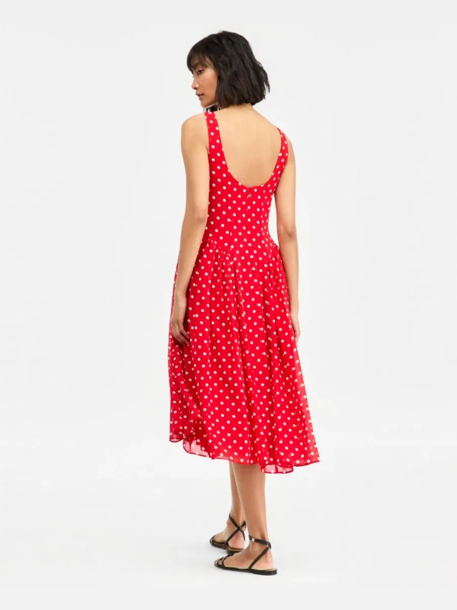 Платье миди с завышенной талией, модель Drop-Waist Midi Dress On 34th — изображение 4 из 7, красный