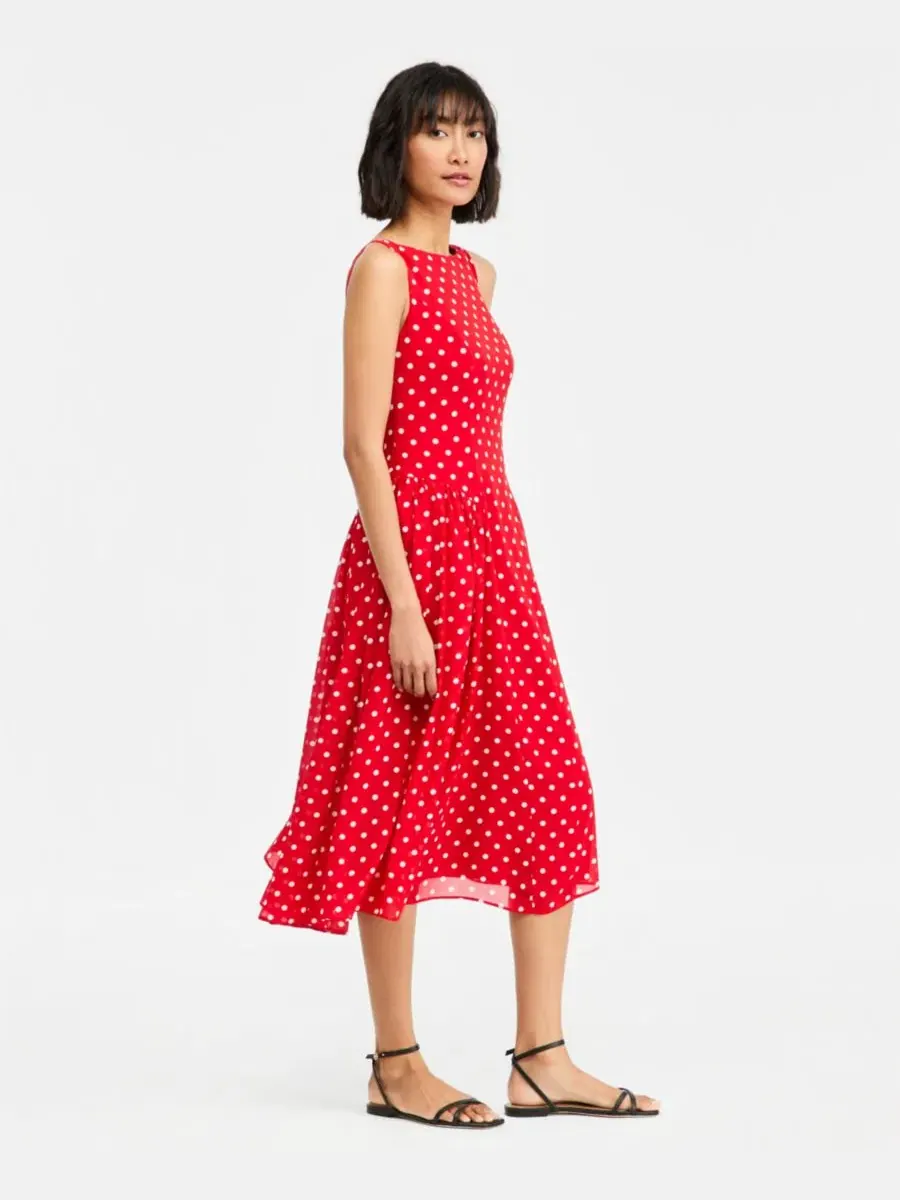 Платье миди с завышенной талией, модель Drop-Waist Midi Dress On 34th — изображение 5 из 7, красный