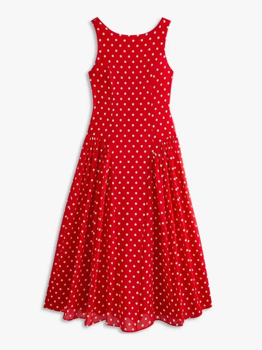 Платье миди с завышенной талией, модель Drop-Waist Midi Dress On 34th — изображение 6 из 7, красный